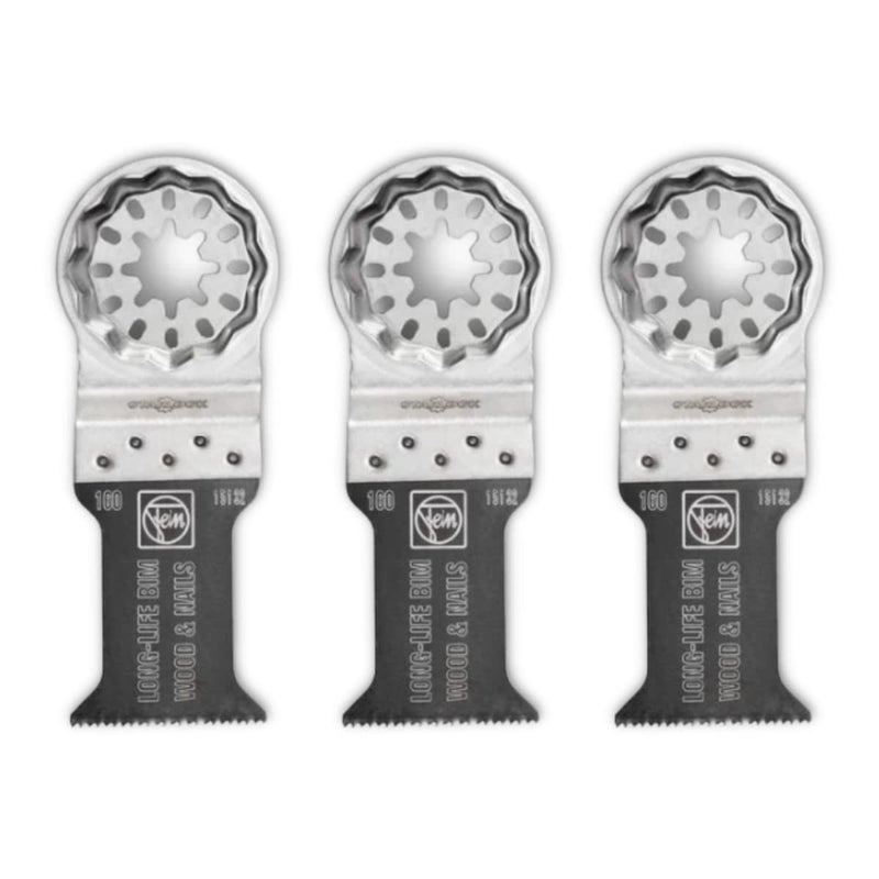 Fein Starlock E-Cut Long-Life Saw Blade - Precision Cutting for Wood, Drywall & Plastics, Bimetal with Teeth Set, 1-3/8" Medium Width, 2" Length, 3-Pack - 63502160270 - Image 1